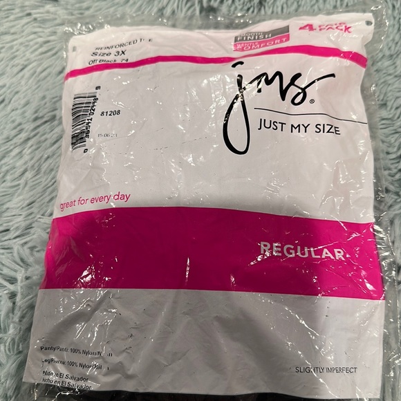Just My Size Off Black Reinforced Toe Gentle Comfort Panty Hose. Size 3X- 4pairs - Picture 1 of 3
